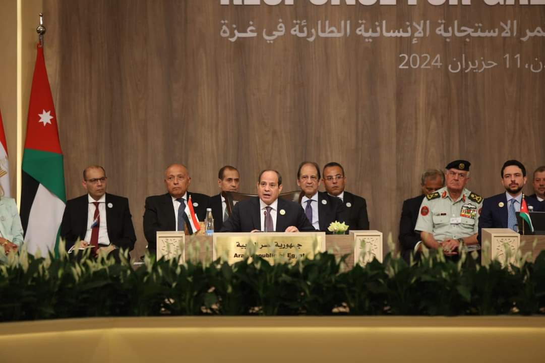 كلمة الرئيس السيسي في مؤتمر الاستجابة الإنسانية الطارئة في غزة