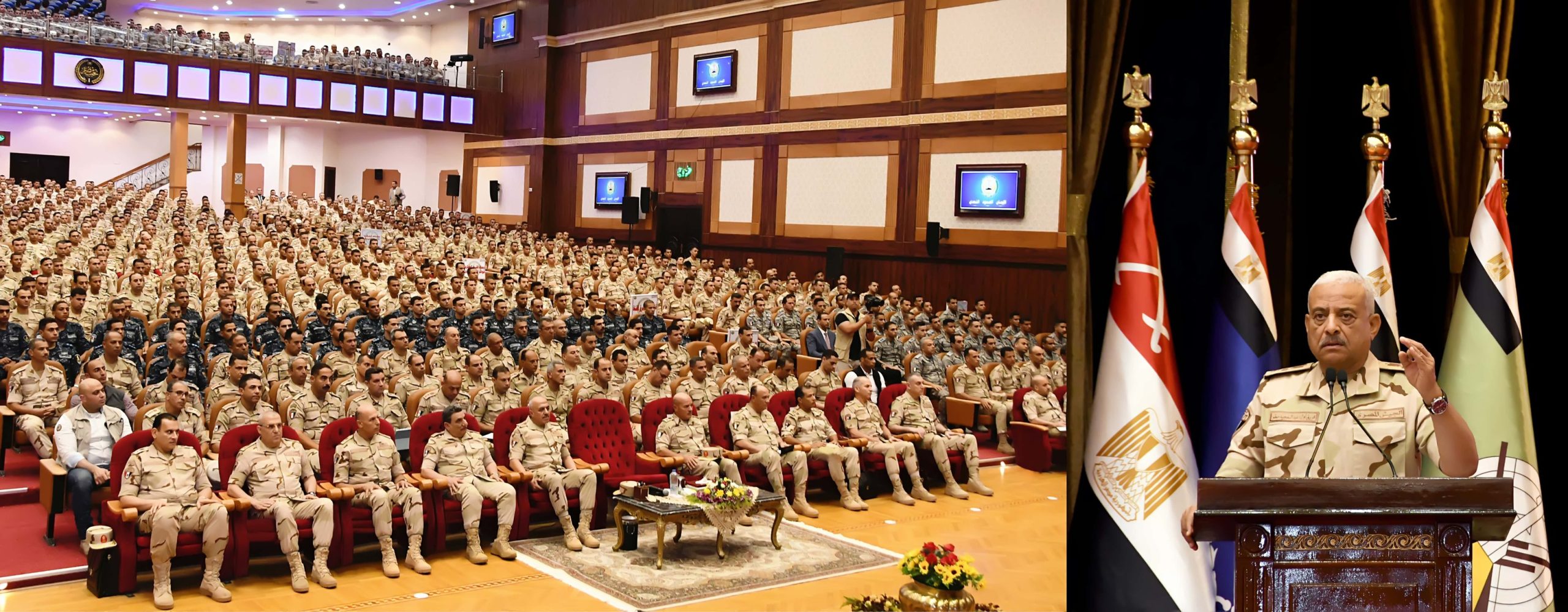 وزير الدفاع يلتقى بعدد من رجال القوات المسلحة بالجيش الثالث الميدانى وقيادة قوات شرق القناة لمكافحة الإرهاب