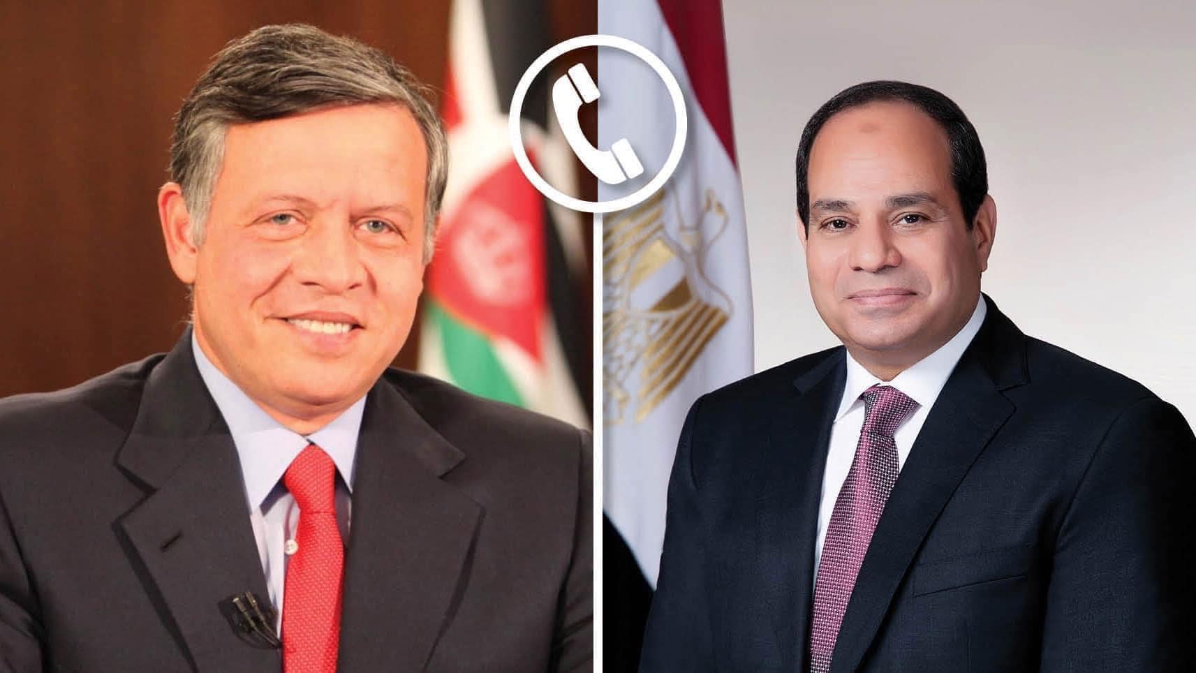 الرئيس السيسى يبحث مع العاهل الاردنى تطورات الأوضاع في الأراضي الفلسطينية المحتلة