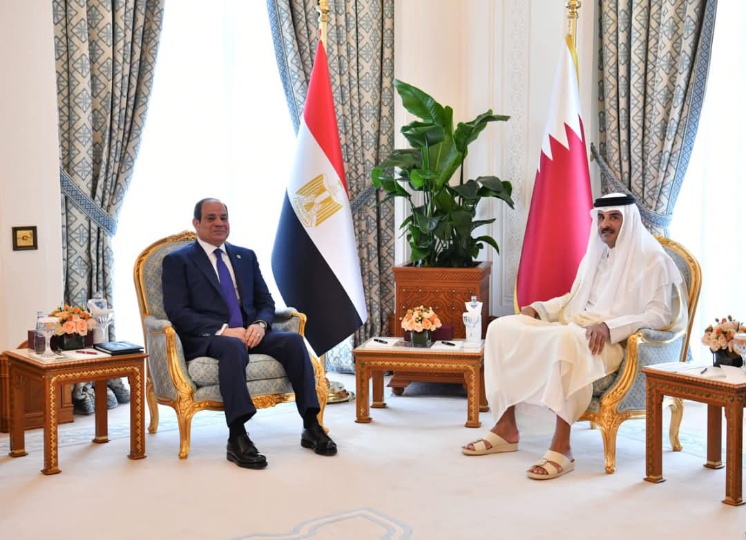 الزعيمان السيسى وتميم يتبادلان الجهود المبذولة لوقف إطلاق النار في قطاع غزة