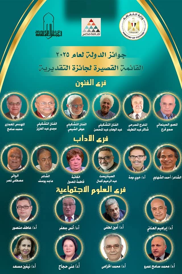 وزير الثقافة يُعلن القوائم القصيرة لجوائز الدولة لعام 2025