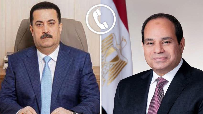 الرئيس السيسى يبحث مع رئيس وزراء العراق رفض تهجير الفلسطينيين من أرضهم