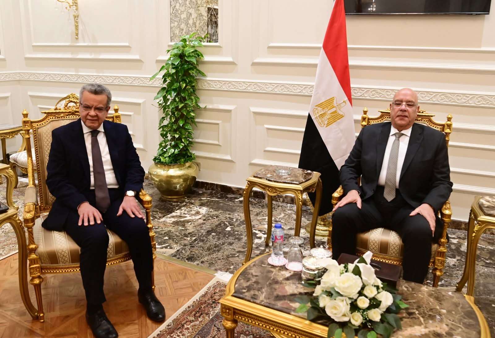 المستشار هشام بدوي يستقبل رئيس الجهاز المركزي للمحاسبات لتهنئته بانتخابه رئيساً لمجلس النواب