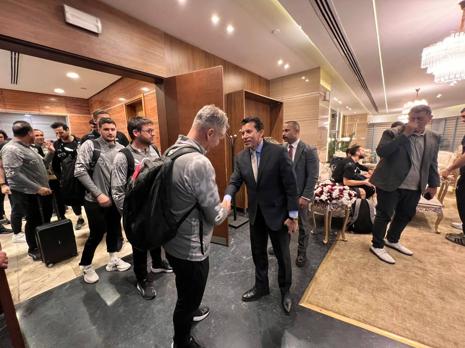 صبحي يستقبل بعثة منتخب مصر لكرة اليد بعد التتويج ببطولة أفريقيا في رواندا
