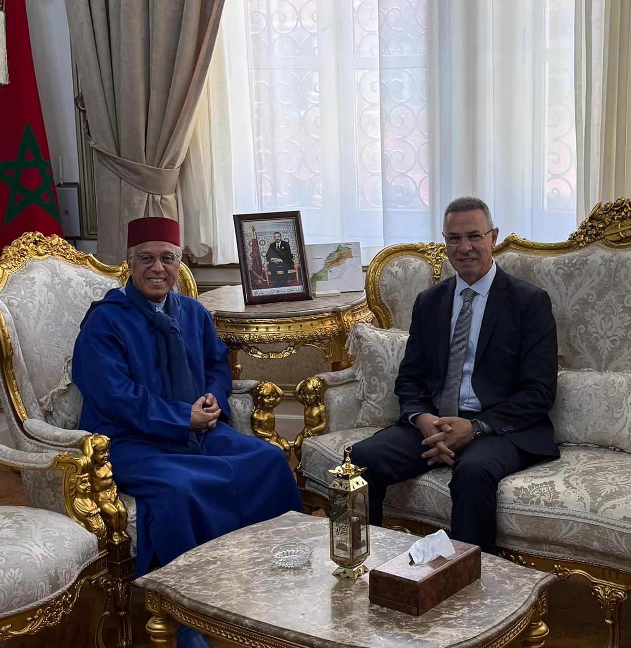 سفير المغرب بالقاهرة يبحث تطورات القضية الفلسطينية مع رئيس قطاع فلسطين بالجامعة العربية