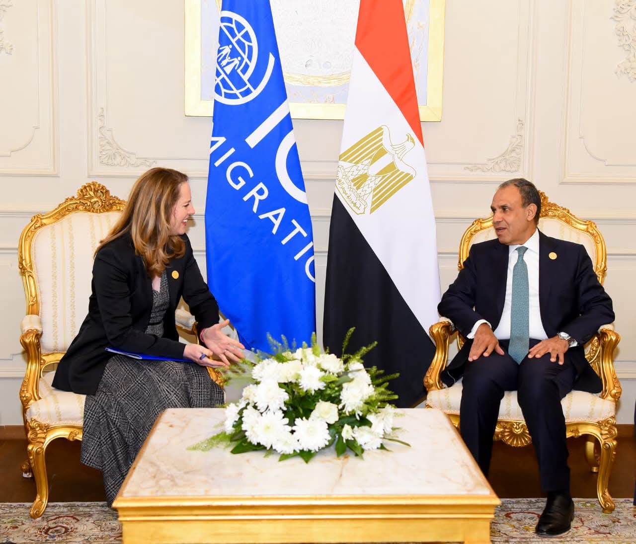 وزير الخارجية يلتقي المديرة العامة للمنظمة الدولية للهجرة