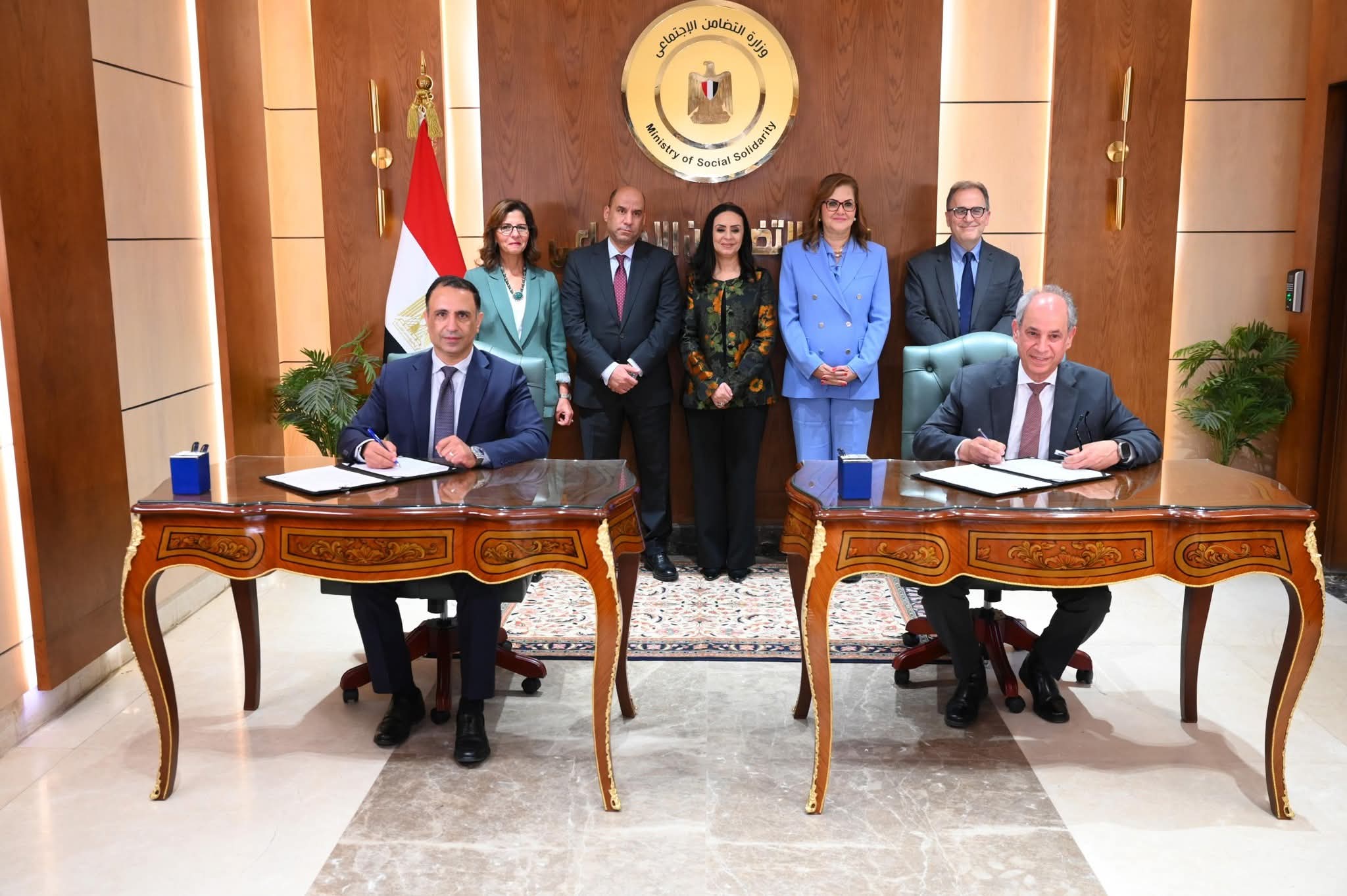 توقيع مذكرة بين وزارات التضامن والتعليم العالي والعمل والأكاديمية الوطنية للتدريب وصندوق قادرون والجامعة الأمريكية
