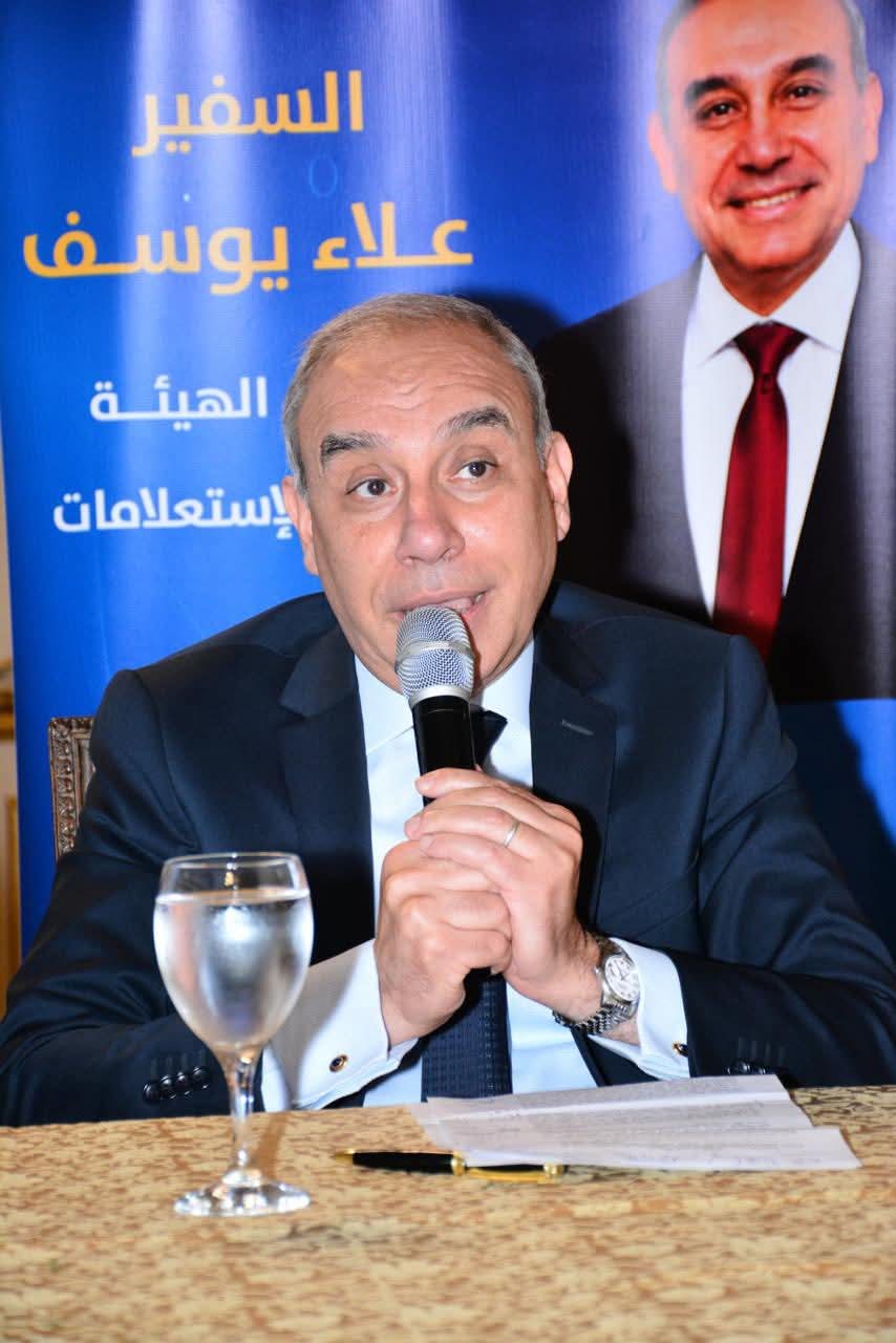 علاء يوسف : الدبلوماسية والإعلام يمثلان جناحين يساهمان في بناء مكانة الدولة