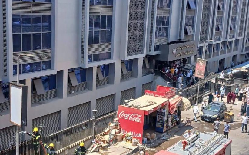 إطفاء الحريق المحدود الذى نشب باحد تكييفات مستشفى التأمين الصحى