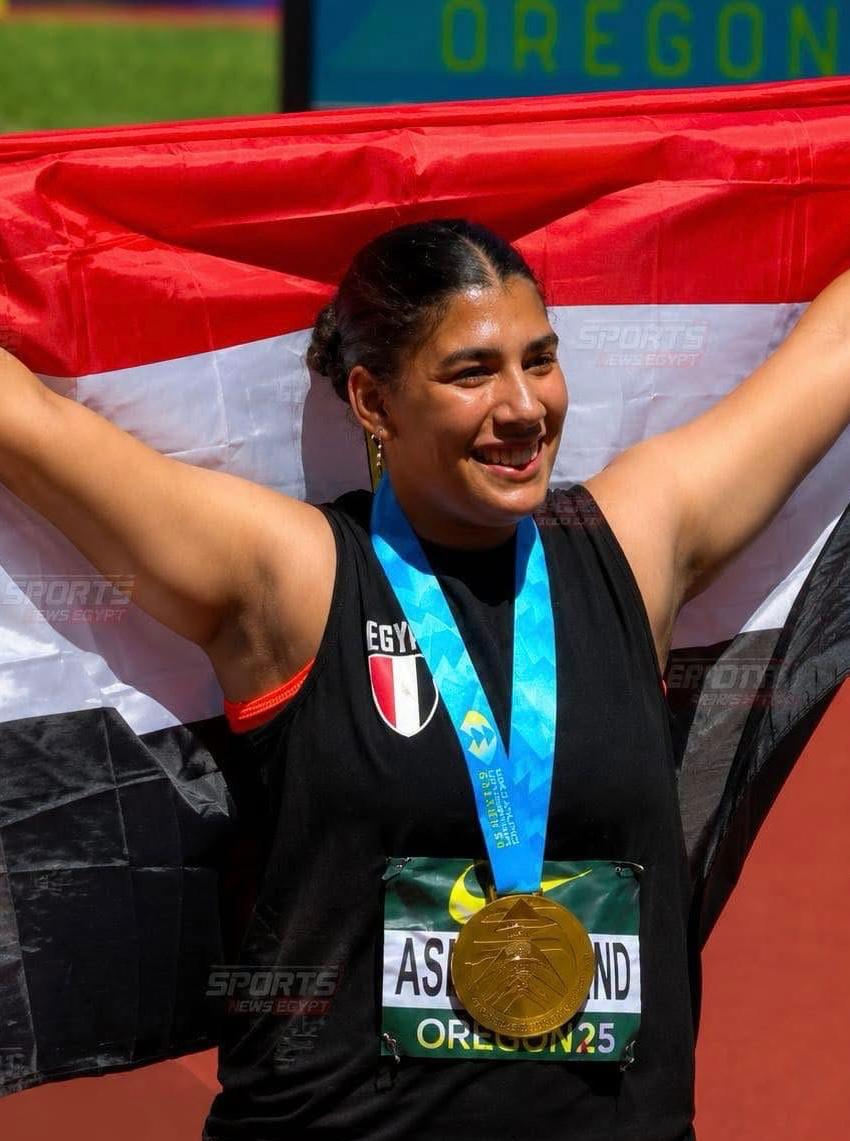 جوهر يهنئ رئيس اتحاد ألعاب القوى وأسـيل أسامة بتتويجها بذهبية بطولة العالم