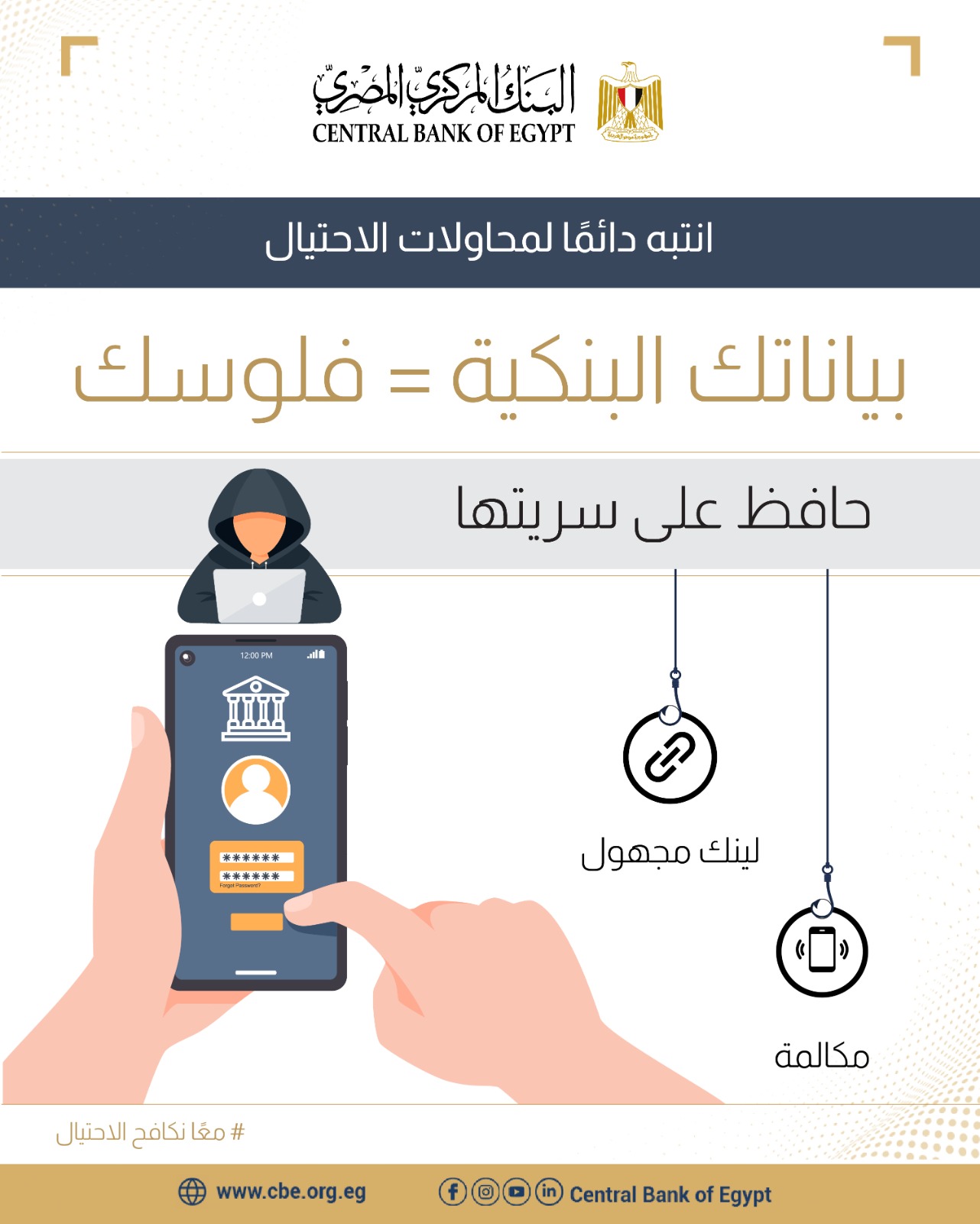 البنك المركزي المصري يطلق حملة توعوية موحدة لمكافحة مخاطر الاحتيال